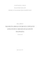 RASSEGNA DEGLI STUDI SUI CONTATTI LINGUISTICI CROATO-ITALIANI IN DALMAZIA