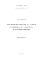 GLAZBENE PREFERENCIJE STUDENATA PREMA DUR/MOL VARIJANTAMA POPULARNIH SKLADBI