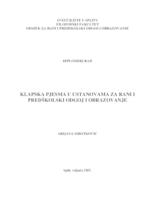 prikaz prve stranice dokumenta KLAPSKA PJESMA U USTANOVAMA ZA RANI I PREDŠKOLSKI ODGOJ I OBRAZOVANJE